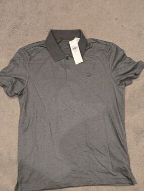 Calvin Klein Men's Gray Polo with Dark Collar